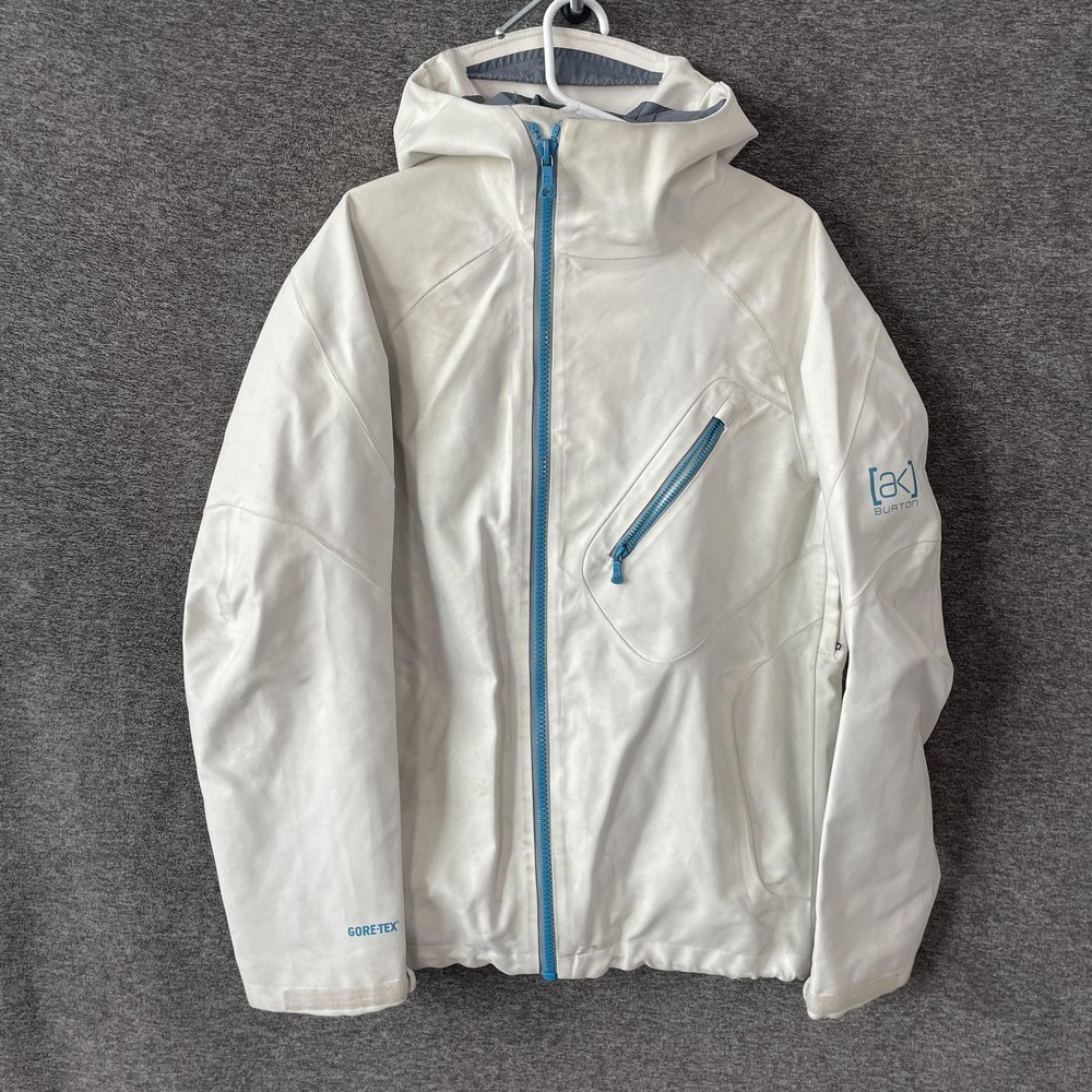 Burton AK 2L Cyclic Jacket Mens Small White Gore-Tex Hooded Ski Shell Snowboard